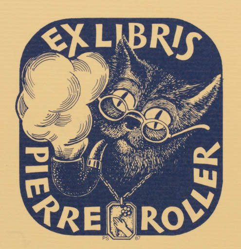 Exlibris by Pél Schlechter from Luxembourg for Pierre Roller - Cat 