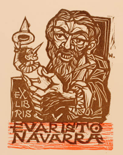 Exlibris by Remo Wolf from Italy for Evaristo Navarra - Fairytale/fable 