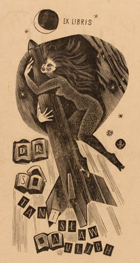 Exlibris by Wojciech Barylski from Poland for Dr. Stanislaw Aulich - Fairytale/fable Woman 