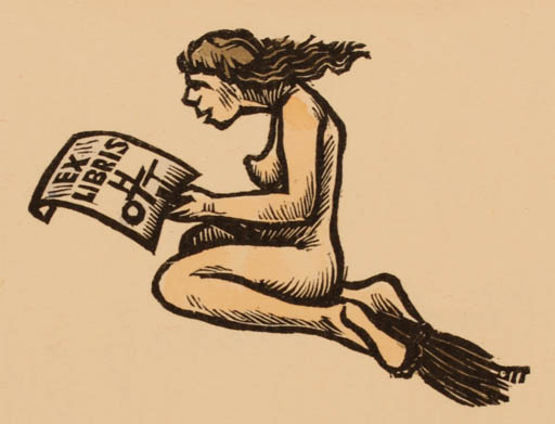 Exlibris by Herbert S. Ott from Germany for Herbert S. Ott - Fairytale/fable Woman Nude 