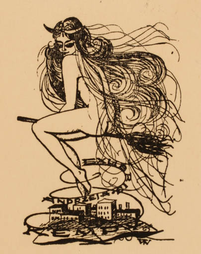 Exlibris by Wieskawa Twardowska from Poland for ? ? - Europa and the Bull Woman Nude 