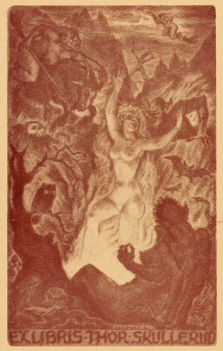 Exlibris by Enrico Vannuccini from Italy for Thor Skullerud - Drama Fairytale/fable 