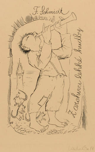 Exlibris by Jindrich Mahelka from Czechoslovakia for Frant Schmidt - 