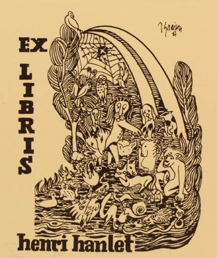 Exlibris by Josy Greisen from Luxembourg for Henri Hanlet - Fauna 