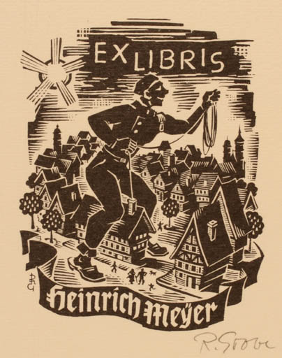 Exlibris by Rudolf Grobe from Germany for Heinrich Meÿer - City Man 