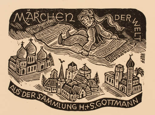 Exlibris by Hermann Huffert from Germany for Sigrid Gottmann - Fairytale/fable Oriental 