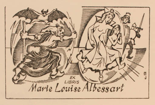 Exlibris by Michel Jamar from France for Marie-Louise Albessart - Fairytale/fable 