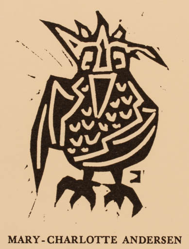 Exlibris by Jörgen Jark from Denmark for Mary-Charlotte Andersen - Bird 