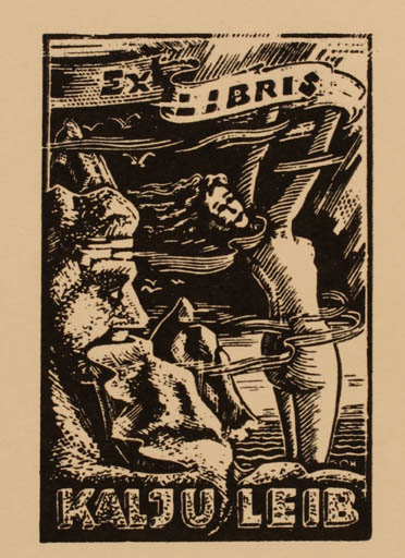 Exlibris by Johannes Juhansoo from Estonia for Kalju Leib - Woman 