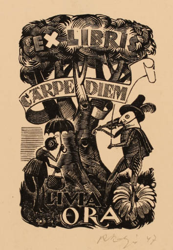 Exlibris by Richard Kaljo from Estonia for Livia Ora - Fairytale/fable Tree 