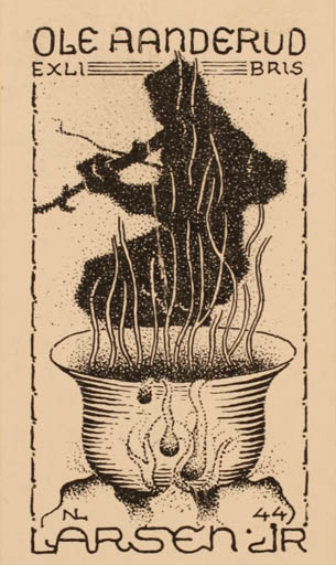 Exlibris by Normand Laheld from Norway for Ole Aanderud Larsen - Fairytale/fable 