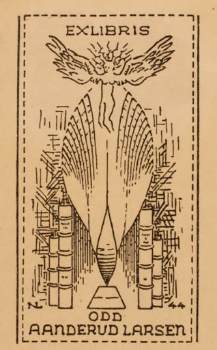 Exlibris by Normand Laheld from Norway for Odd Aanderud Larsen - 