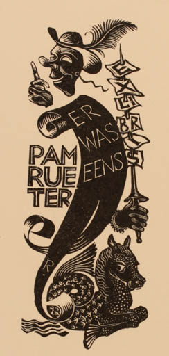 Exlibris by Pam Georg Rueter from Netherland for Pam Georg Rueter - Fable Animal 