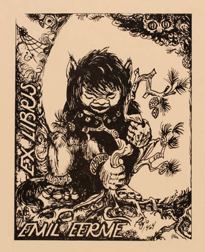 Exlibris by P Ruuskanen from Canada for Emil Eerme - Fairytale/fable 