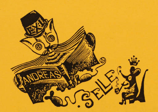 Exlibris by Alexej Serdjük from Russia for Andreas Selle - Fairytale/fable Cat 