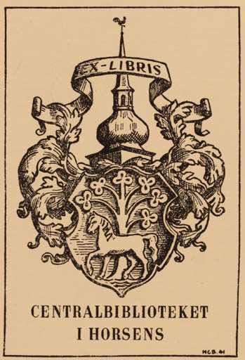 Exlibris by H. C. Bärenholdt from Denmark for ? Centralbiblioteket i Horsens - Heraldry 