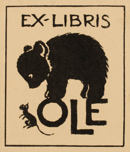 Exlibris by H. C. Bärenholdt from Denmark for Ole Bärenholdt - Fauna 