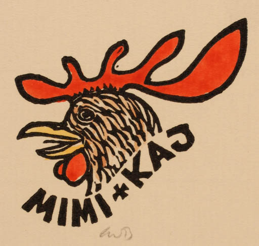 Exlibris by Chr. W. Bauditz from Denmark for ? ? - Bird 