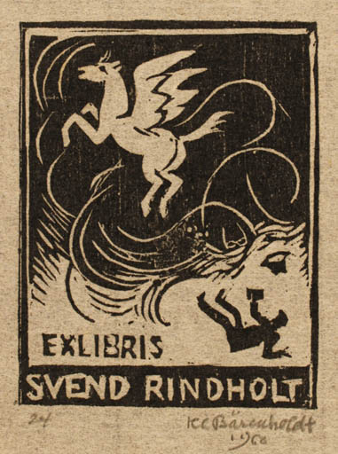 Exlibris by H. C. Bärenholdt from Denmark for Svend Rindholt - Drama Pegasus 