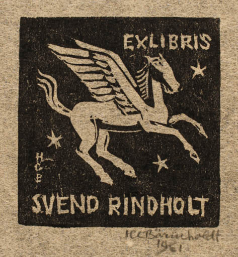 Exlibris by H. C. Bärenholdt from Denmark for Svend Rindholt - Pegasus 