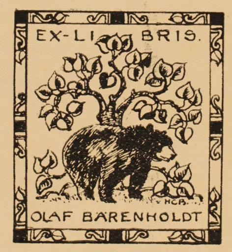 Exlibris by H. C. Bärenholdt from Denmark for Olaf Bärenholdt - Fauna 