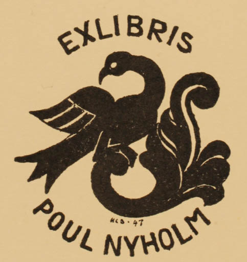 Exlibris by H. C. Bärenholdt from Denmark for Poul Nyholm - Bird 