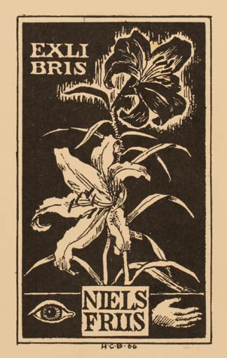 Exlibris by H. C. Bärenholdt from Denmark for Niels Friis - Flower 