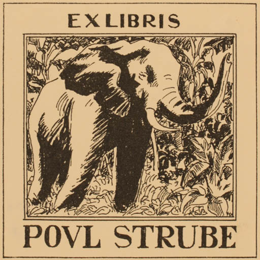 Exlibris by H. C. Bärenholdt from Denmark for Povl Strube - Fauna 