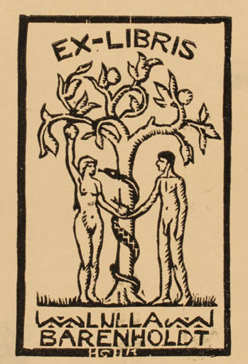 Exlibris by H. C. Bärenholdt from Denmark for H. C. Bärenholdt - Adam and Eve 