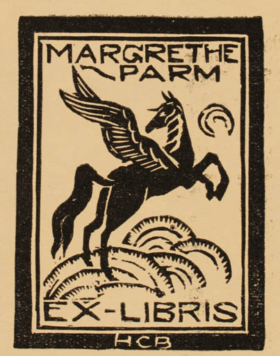 Exlibris by H. C. Bärenholdt from Denmark for Margrethe Parm - Pegasus 