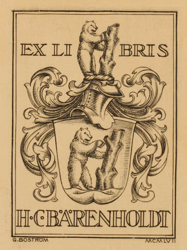 Exlibris by Göran Boström from Denmark for H. C. Bärenholdt - Heraldry 