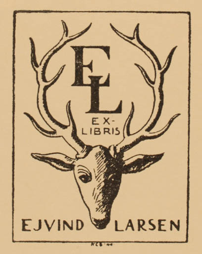 Exlibris by H. C. Bärenholdt from Denmark for Ejvind Larsen - Fauna 