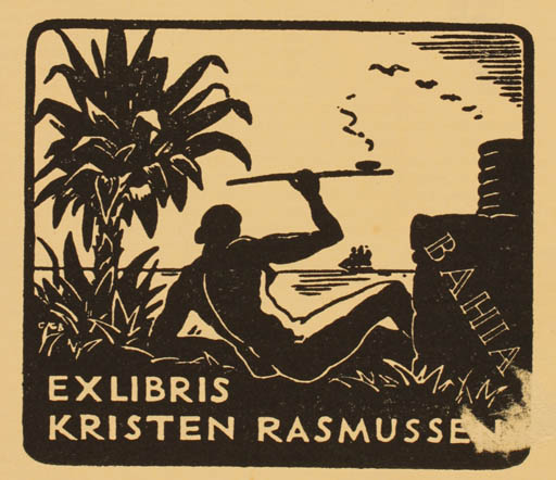 Exlibris by H. C. Bärenholdt from Denmark for Kristen Rasmussen - Woman 