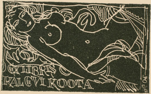 Exlibris by Evald Okas from Estonia for Kalevi Koota - Woman Nude 