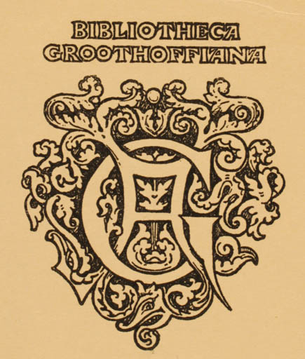 Exlibris by Thorvald Bindesbøll from Denmark for ? Bibliotheca Groothoffiana - Monogram 