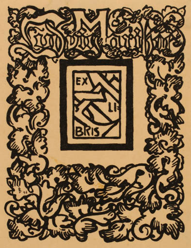 Exlibris by Thorvald Bindesbøll from Denmark for ? ? - Monogram Ornament 