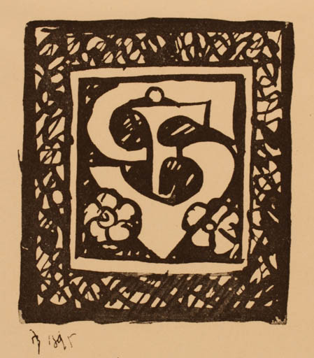 Exlibris by Thorvald Bindesbøll from Denmark for Joakim Skovgaard - Monogram 