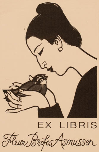 Exlibris by Fleur Brofos Asmussen from Denmark for Fleur Brofos Asmussen - Bird Woman 