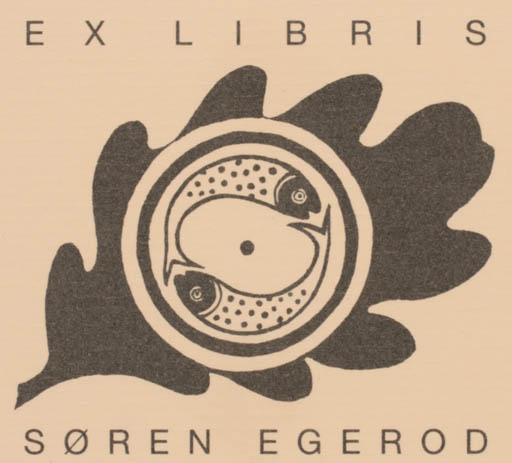 Exlibris by Fleur Brofos Asmussen from Denmark for Søren Egerod - Fish 