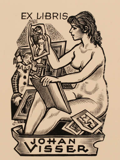 Exlibris by Istvàn Drahos from Hungary for Johan Visser - Book Woman Nude 