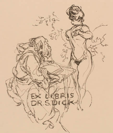 Exlibris by Wilhelm M. Busch from Germany for ? ? - Book Woman Nude 