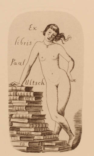 Exlibris by Cyril Bouda from Czechoslovakia for Paul Ultsch - Book Woman Nude 