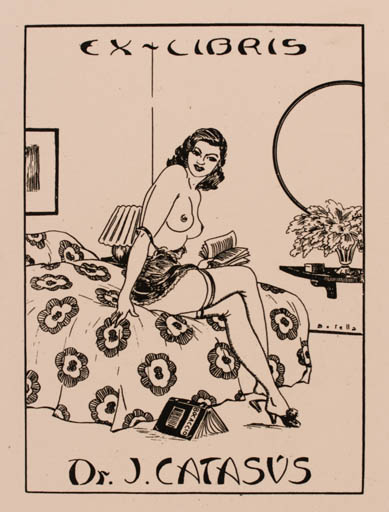 Exlibris by Juan Vicente Botella from Spain for Dr. Joan Catasús - Book Woman Nude 