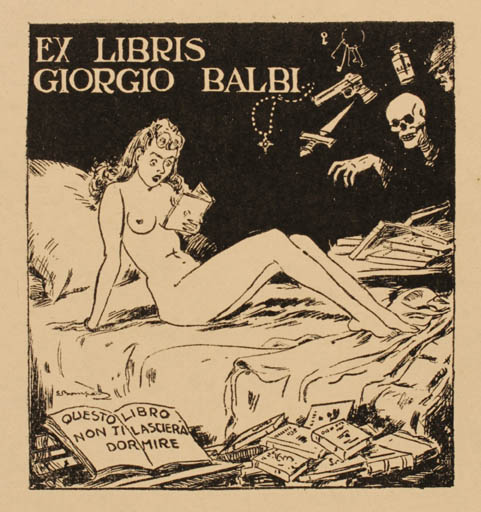 Exlibris by Luigi Bompard from Italy for Dr. Giorgio Balbi - Book Woman Nude 