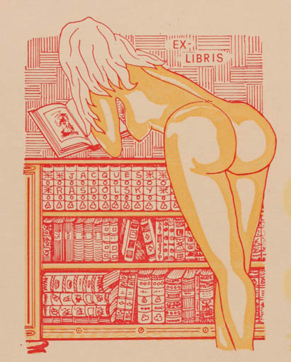 Exlibris by Jacques Rasdolsky from Belgium for Jacques Rasdolsky - Book Woman Nude 