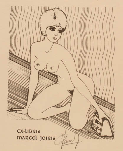 Exlibris by Jacques Rasdolsky from Belgium for Marcel Joiris - Book Woman Nude 