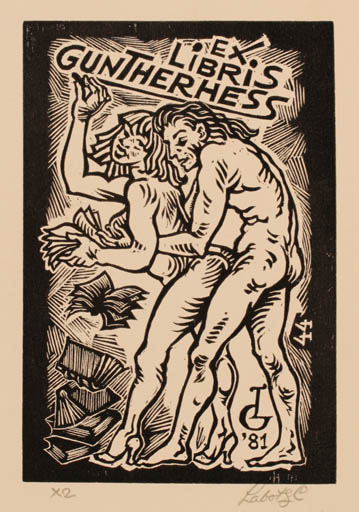 Exlibris by Cornelius Labots from Netherland for Gunther Hess - Erotica 