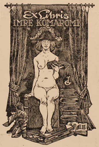 Exlibris by Cornelius Labots from Netherland for Imre Komaromi - Book Woman Nude 