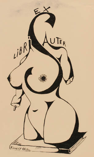 Exlibris by Günther Kunert from Germany for ? ? - Book Woman 