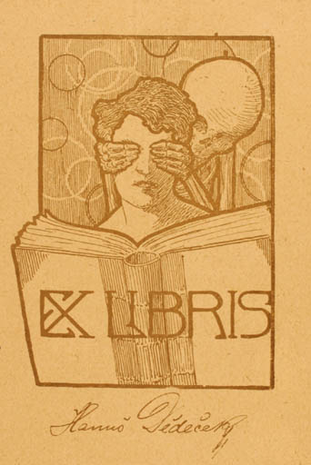 Exlibris by ? ? from Unknown for Hanus Dedecek - Book Death Jugend Woman 